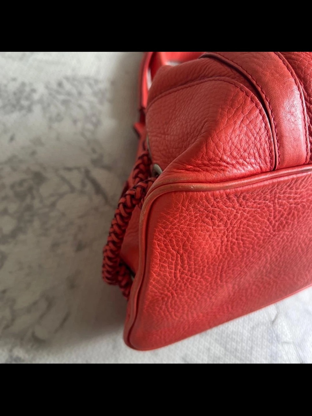 Mulberry Red Pebbled Leather Shoulder Bag with Turn-Lock Flap - Picture 7 of 16